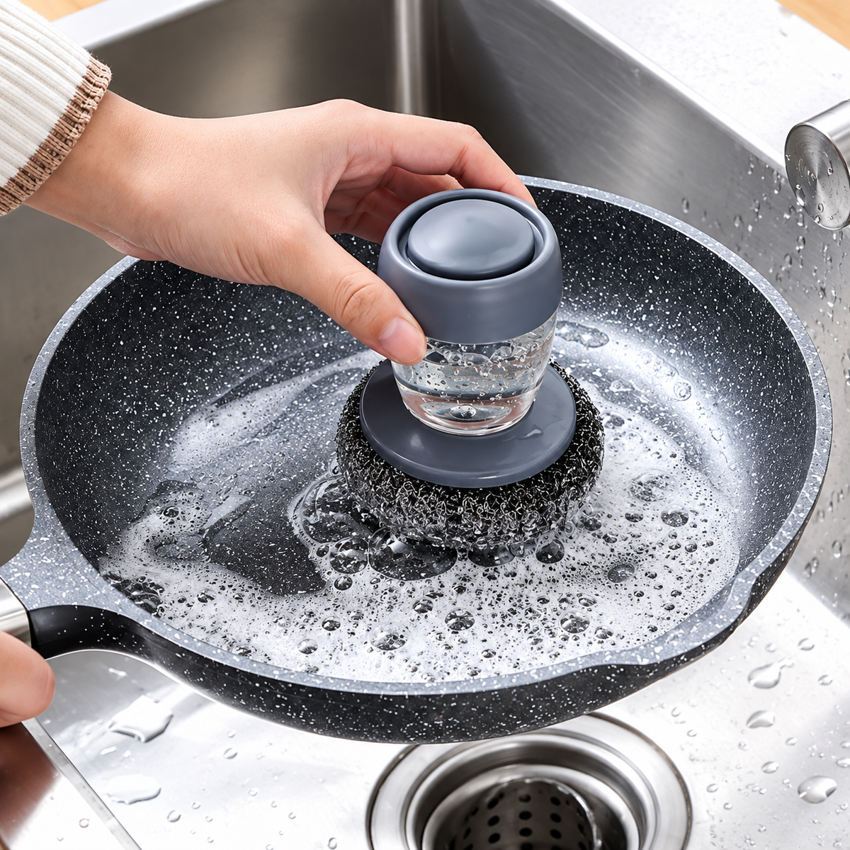 2-in-1 Liquid Soap Dispensing Dish Scrub Brush – Kitchen & Sink Cleaning Brush  (Pack of 2)