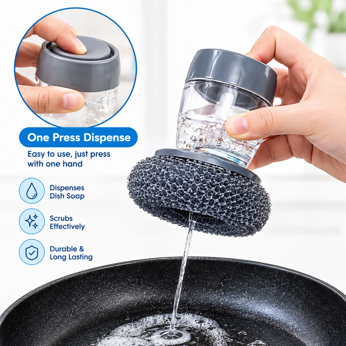 2-in-1 Liquid Soap Dispensing Dish Scrub Brush – Kitchen & Sink Cleaning Brush  (Pack of 2)